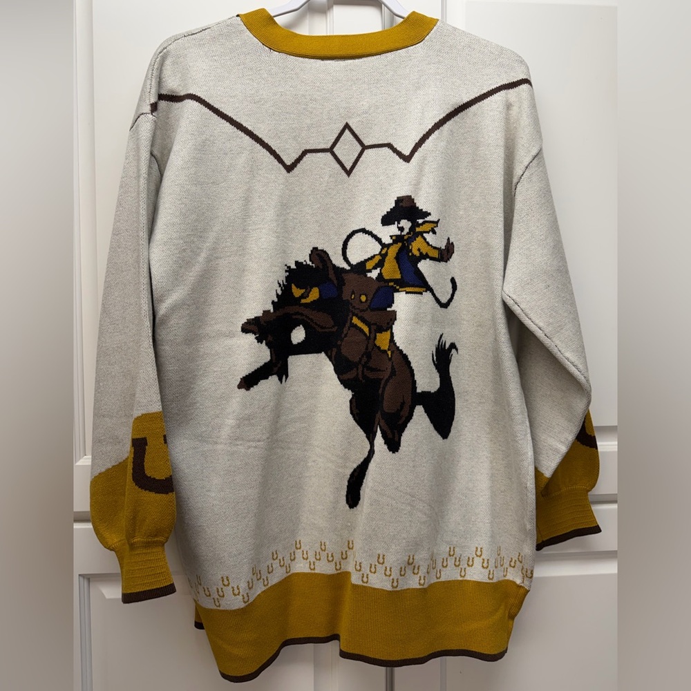 Rodeo Graphic Crewneck Sweater - Cream and Brown